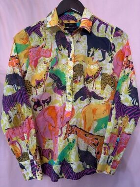 J. Crew Safari Multicolor Animal Print Button-Up